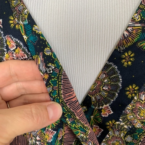 Point Sur Abstract Floral Wrap Top Size M Artsy Kimono Tie - Picture 11 of 16